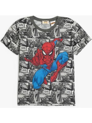 Koton Spiderman Baskılı Kısa Kollu T-Shirt Erkek Çocuklar İçin Bisiklet Yaka Regular Fit