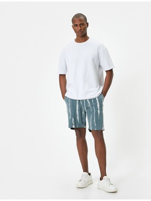 Koton Bermuda Şort Beli Lastikli Soyut Baskılı Cepli