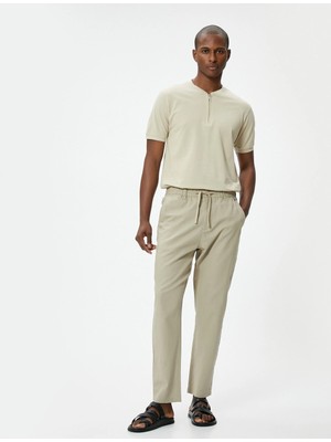 Koton Hakim Yaka Tişört Yarım Fermuarlı Slim Fit Kısa Kollu