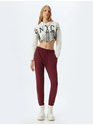 Koton Jogger Eşofman Altı Cep Detaylı Beli Bağcıklı Nervürlü Rahat Kalıp