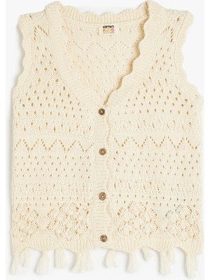 Koton Ajurlu Yelek V Yaka Düğme Kapamalı