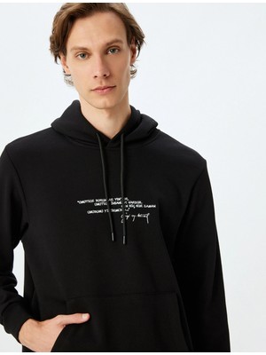 Koton Kapşonlu Kanguru Cepli Pamuk Karışımlı Atatürk Sweatshirt