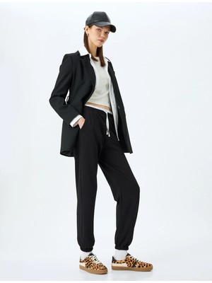 Koton Çift Bel Detaylı Bağcıklı Cepli Rahat Kalıp Jogger Eşofman Altı