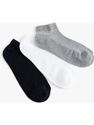Koton 3'lü Patik Çorap Seti Basic Çok Renkli Pamuk Karışımlı