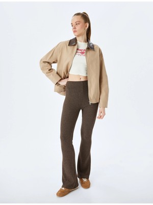 Koton Normal Bel Ispanyol Paça Fitilli Tayt Pantolon