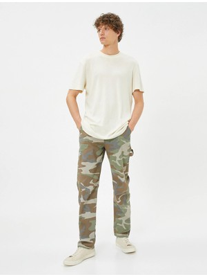 Koton Kamuflaj Pantolon Kargo Cepli Düğmeli Pamuklu