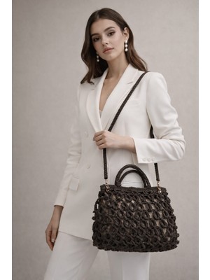 Vela Hasır Ip El Yapımı Örgülü El ve Omuz Çantası