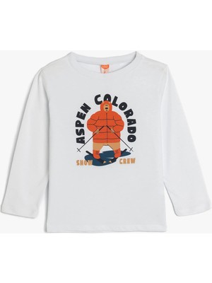 Koton Uzun Kollu T-Shirt Erkek Çocuk İçin Günlük Pamuklu Baskı Detaylı Truvakar Kol