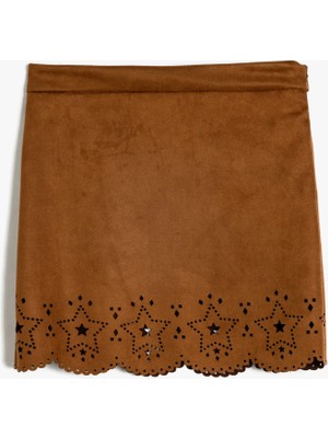 Koton Süet Mini Etek Yıldız Detaylı