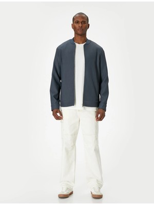 Koton Bomber Ceket Dokulu Fermuarlı Cep Detaylı