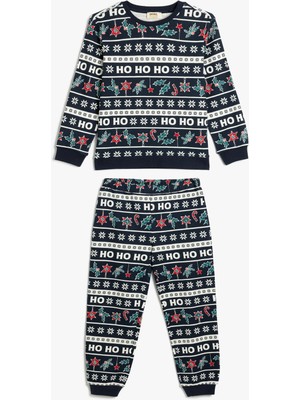 Koton Yılbaşı Baskılı Pijama Takımı Pamuklu