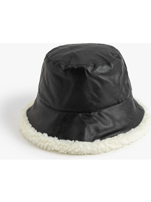 Koton Suni Deri Bucket Şapka Peluş Astarlı