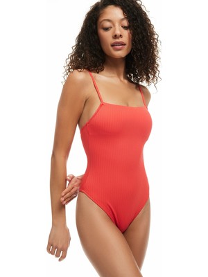 Koton Ayarlanabilir Ince Askılı Dokulu Mayo