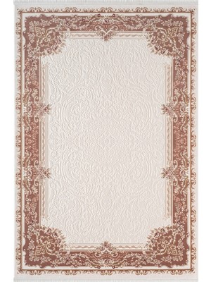 Karmen Halı Fontana FT003P Krem Kahve Akrilik Halı Klasik Desen Pamuk Taban Tozu Az Salon Oturma Odası Halısı