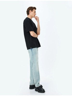 Koton Normal Bel Pamuklu Vintage Straight Fit Kot Pantolon