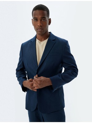 Koton Keten Karışımlı Blazer Ceket Slim Fit Mono Yaka