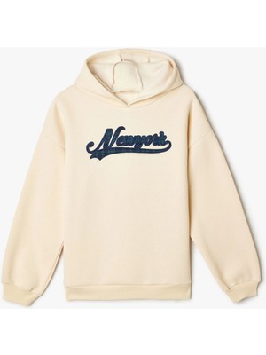 Koton Kapşonlu Sweatshirt Şehir Temalı Baskı Detaylı Uzun Kollu Şardonlu