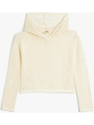 Koton Kapşonlu Sweatshirt File Detaylı Uzun Kollu