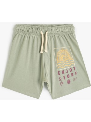 Koton Yaz Temalı Baskılı Beli Bağlamalı Şort Erkek Çocuk İçin Rahat Yapı Detaylı