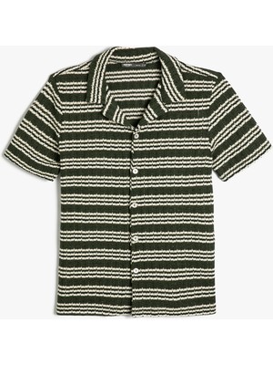 Koton Dokuma Dokulu Gömlek Ceket Kısa Kollu Polo Yaka Düğmeli