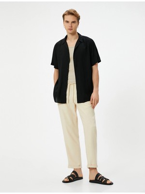 Koton Gabardin Pantolon Beli Bağcıklı Cep Detaylı - Koton - 4SAM40046HW - Bej - 48