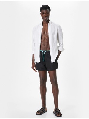 Koton Deniz Şortu Mini Oversize Beli Bağcıklı