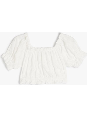 Koton Crop Bluz Balon Kol Fisto Detaylı