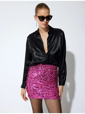 Koton Abiye Etek Mini Pullu Payetli Beli Lastikli