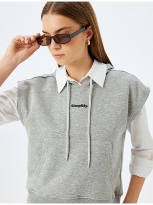 Koton Kolsuz Kapüşonlu Sweatshirt Baskı Detaylı Rahat Kalıp