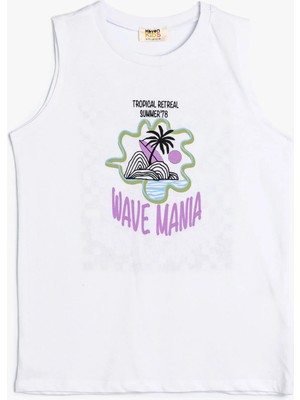 Koton Atlet Kolsuz Bisiklet Yaka Palmiye Baskılı