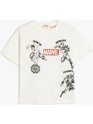 Koton Lisanslı Marvel Baskılı Oversize Tişört Kısa Kollu Bisiklet Yaka Pamuklu