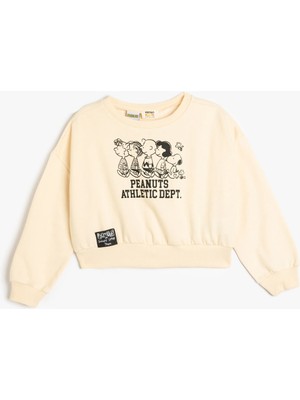 Koton Sweatshirt Snoopy Baskılı Lisanslı Uzun Kollu Bisiklet Yaka Şardonlu