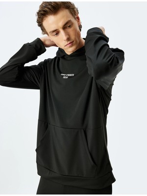 Koton Kapşonlu Slogan Baskılı Interlok Kumaş Spor Sweatshirt