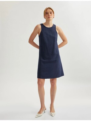 Koton Kolsuz Bisiklet Yaka A Kesim Mini Elbise