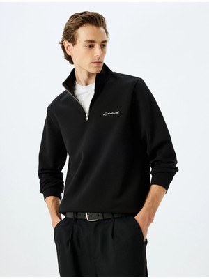 Koton Yarım Fermuarlı Basic Pamuk Karışımlı Interlok Kumaş Atatürk Sweatshirt