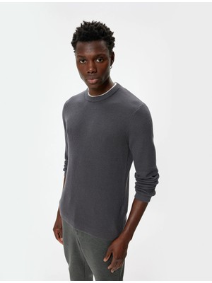 Koton Triko Kazak Basic Bisiklet Yaka Pamuklu Uzun Kollu