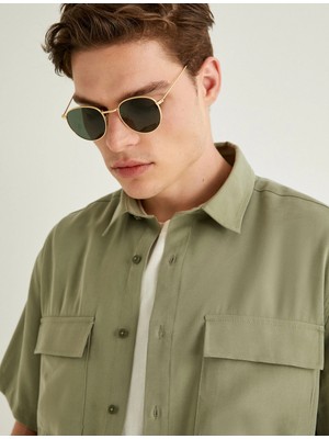 Koton Kısa Kollu Gömlek Düğmeli Kapaklı Cep Detaylı Viskoz Kumaş