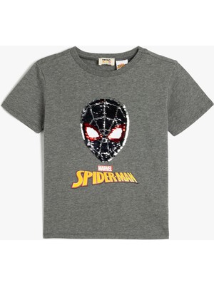 Koton Örümcek Adam Tişört Lisanslı Pullu Payetli Kısa Kollu Bisiklet Yaka