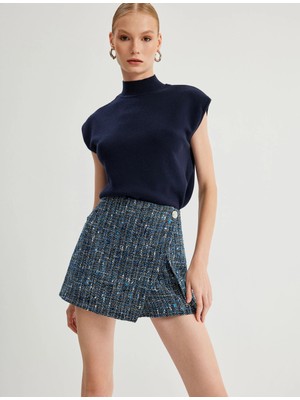 Koton Mini Tüvit Şort Etek Kruvaze Düğme Detaylı