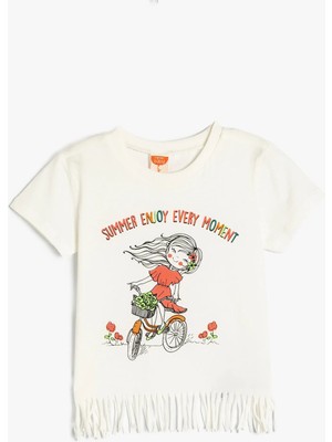 Koton Baskılı Ekru Kız Çocuk T-Shirt 5SMG10019AK