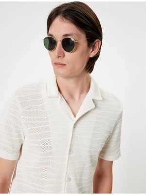 Koton Kroşe Gömlek Kısa Kollu Yarı Transparan Dokulu Pamuk Karışımlı