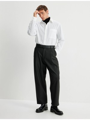 Koton Yarım Italyan Yaka Gömlek Basic Uzun Kollu Pamuk Karışımlı