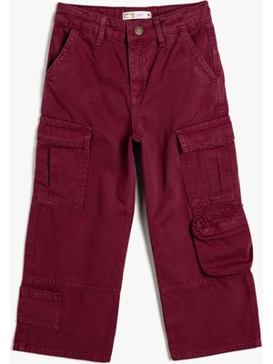 Koton Kargo Kot Pantolon Geniş Paça Kapaklı Cepli Pamuklu