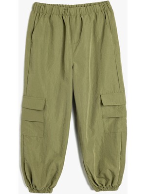 Koton Kız Çocuk Jogger Paraşüt Pantolon Cep Detaylı Beli Lastikli Konforlu Hareket Özgürlüğü