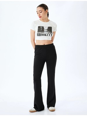Koton Viskon Ispanyol Paça Beli Lastikli Pantolon