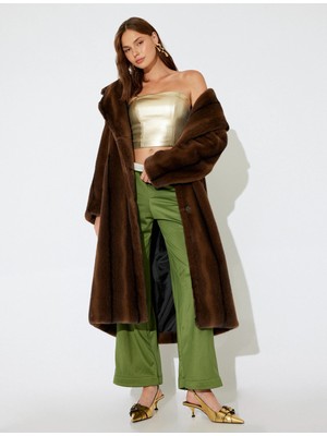 Koton Straplez Crop Kolsuz Slim Fit Parıltılı Abiye Bluz