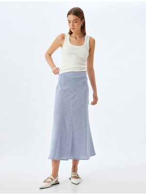 Koton Midi Boy Keten Çan Etek Standart Bel