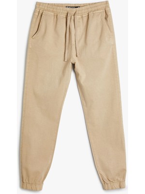 Koton Jogger Pantolon Beli Bağcıklı Slim Fit Cep Detaylı - Koton - 4SAM40006HW - Bej - 42