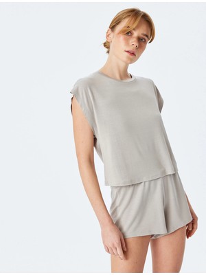 Koton Modal Kumaş Yuvarlak Yaka Kolsuz Pijama Üstü