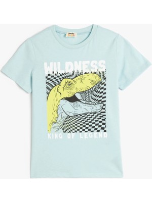 Koton Tişört Kısa Kollu Kartal Baskı Detaylı Bisiklet Yaka Pamuklu